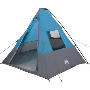 vidaXL Tipi telt med tag med opbevaring Bl&aring; 383 x 338 x 217 cm taft