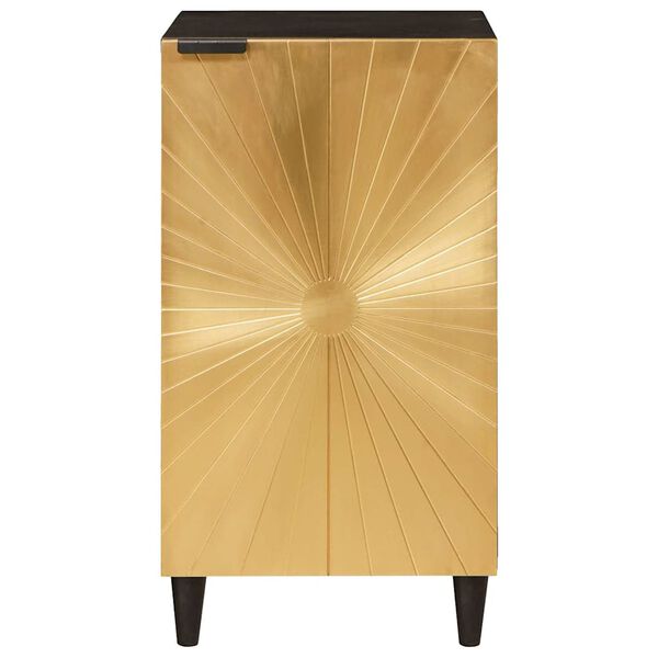 vidaXL Sideboard med dør Sort og Guld 40 x 33 x 75 cm Massivt mangotræ