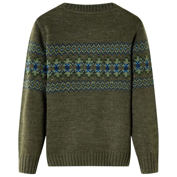 Sweater til b&oslash;rn str. 116 strikket kakifarvet