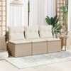 vidaXL 3-personers havesofa med hynder polyrattan beige