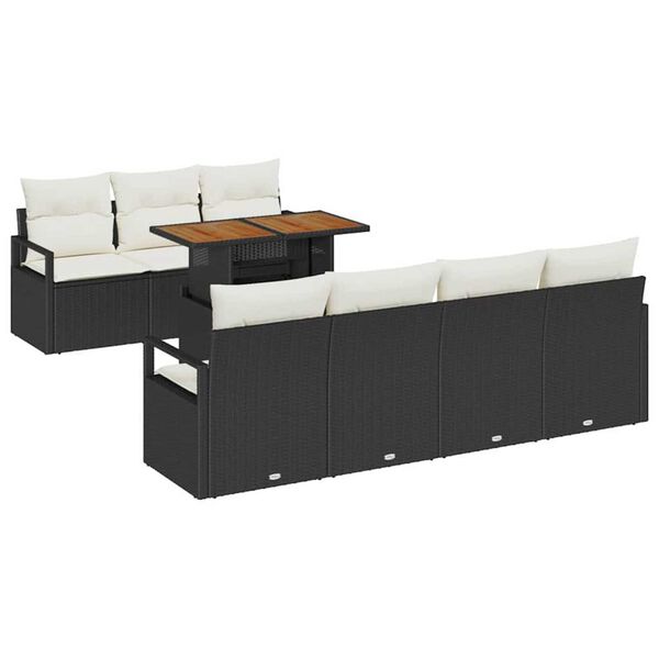 vidaXL Havesofa Sæt med pude med pude 8 pcs Sort og Cream