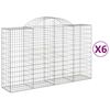 vidaXL buede gabionkurve 6 stk. 200x50x120/140 cm galvaniseret jern