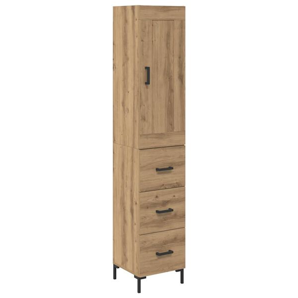 vidaXL Highboard Artisan Egetr&aelig; 34,5 x 34 x 180 cm Konstrueret tr&aelig;