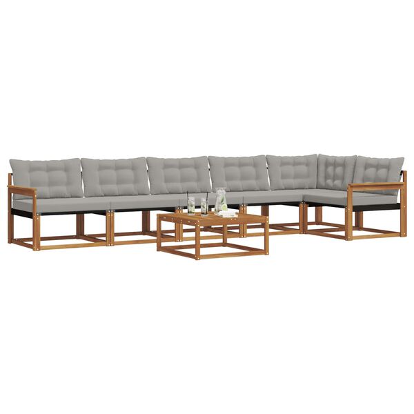 vidaXL Udend&oslash;rs sofagruppe med pude 7 pcs Naturlig og Lys Gr&aring;