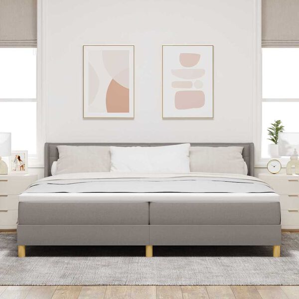 vidaXL Box spring seng med madras Gr&aring;brun 200 x 200 cm Polyester