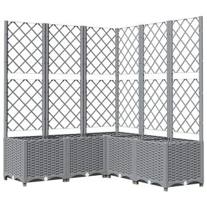 vidaXL plantekasse med espalier 120x120x136 cm PP lysegr&aring;