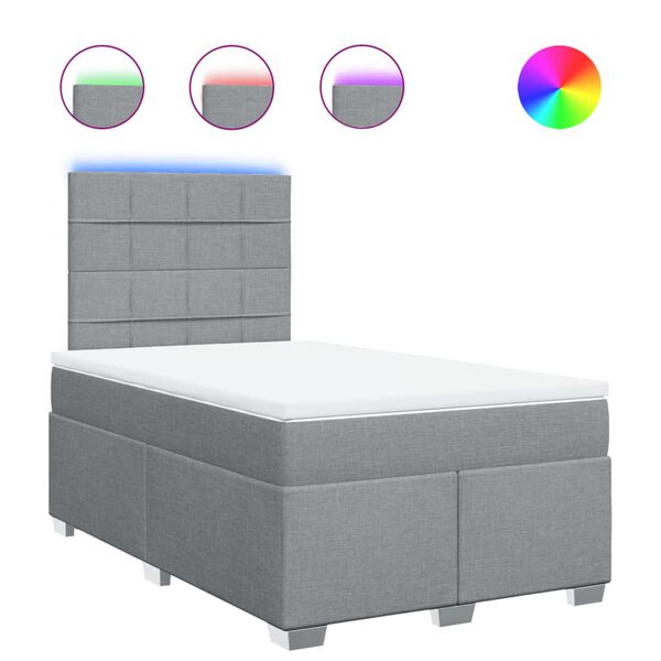 vidaXL kontinentalseng med madras 120x190 cm stof lysegr&aring;