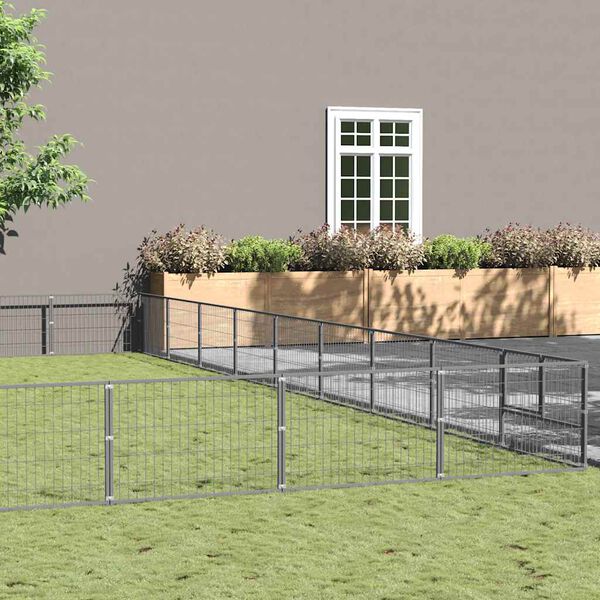 vidaXL hundel&oslash;beg&aring;rd 90 m&sup2; st&aring;l s&oslash;lvfarvet