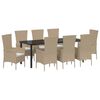 vidaXL Have Spisebordss&aelig;t 9 stk. Beige polyrattan