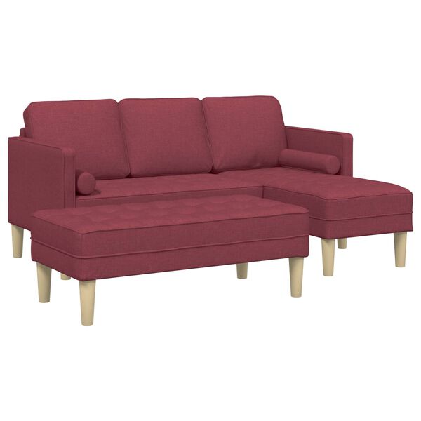 vidaXL Sofa S&aelig;t med pude 2 pcs Vinr&oslash;d Polyester