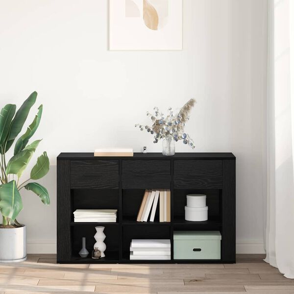 vidaXL Sideboard med skuffe Sort eg 100 x 30 x 59,5 cm Konstrueret tr&aelig;