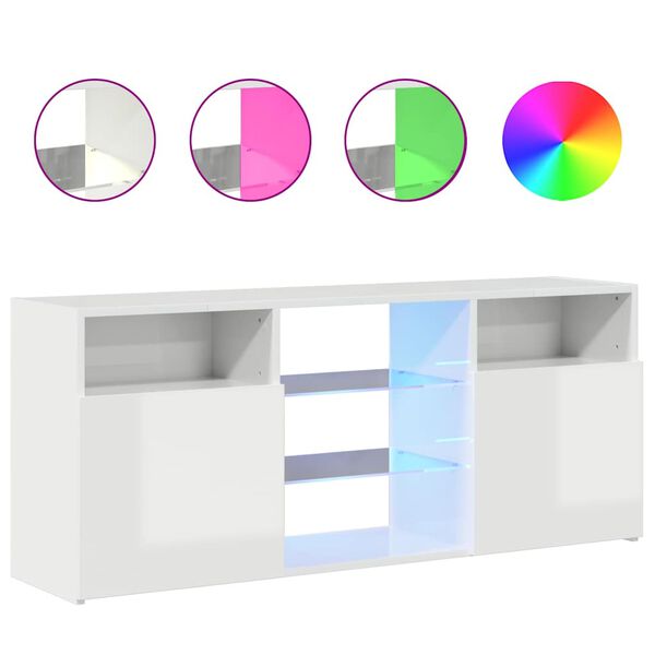 vidaXL tv-skab med LED-lys 120x30x50 cm hvid h&oslash;jglans