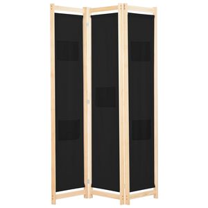 vidaXL 3-panels rumdeler 120 x 170 x 4 cm stof sort