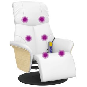 vidaXL massagestol med fodst&oslash;tte kunstl&aelig;der hvid