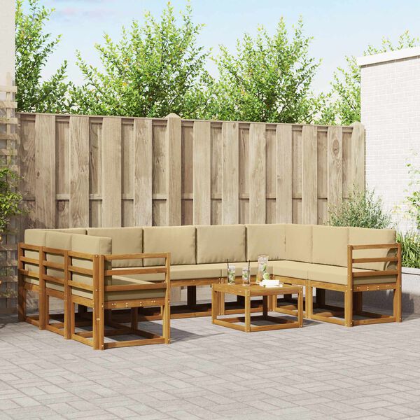 vidaXL Udend&oslash;rs sofagruppe med pude 10 pcs Naturlig og Beige