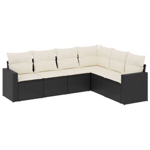 vidaXL sofas&aelig;t til haven 6 dele med hynder polyrattan sort