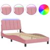 vidaXL sengeramme med LED uden madras Hanko 100x200 cm velour pink