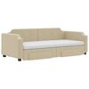 vidaXL daybed med udtr&aelig;k og skuffer 100x200 cm stof cremefarvet