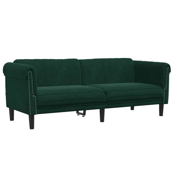 vidaXL 3-personers sofa velour m&oslash;rkegr&oslash;n