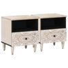 vidaXL Sengekabinett 2 stk. Hvid 40 x 33 x 46 cm Massivt mangotr&aelig;