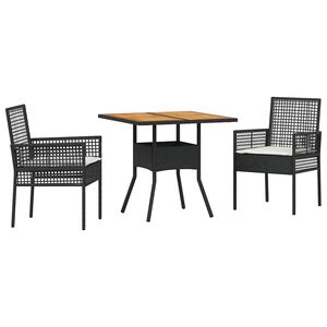 vidaXL Have Spisebordss&aelig;t 3 pcs Sort polyrattan