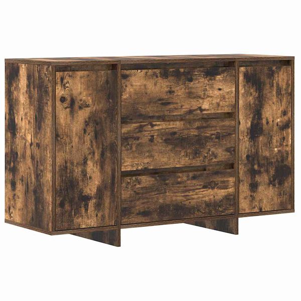 vidaXL Sideboard med skuffe Røget eg 120 x 41 x 75 cm Konstrueret træ