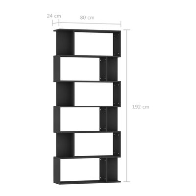 vidaXL bogskab/rumdeler 80 x 24 x 192 cm spånplade sort