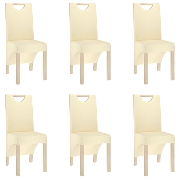 vidaXL spisebordsstole 6 stk. kunstl&aelig;der cremefarvet