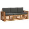 vidaXL Sofas&aelig;t med pude 3 pcs Naturlig og Antracit Massivt Akacietr&aelig;