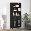 vidaXL Highboard med skuffe Sort eg 69,5 x 34 x 180 cm Konstrueret tr&aelig;