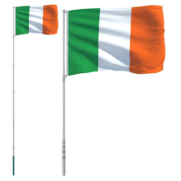 vidaXL Irland flag og flagstang 5,5 m aluminium