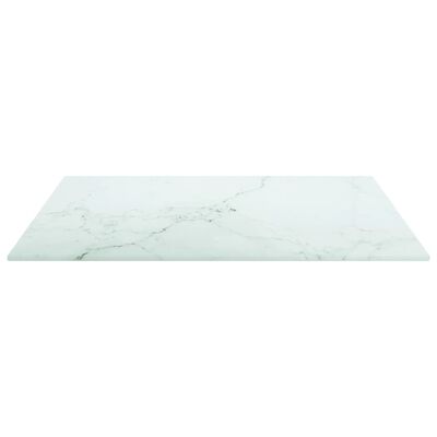 vidaXL bordplade 50x50 cm 6 mm hærdet glas med marmordesign hvid