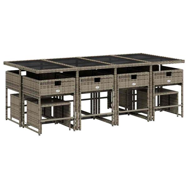 vidaXL spisebordss&aelig;t til haven 13 dele med hynder polyrattan gr&aring;