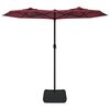 vidaXL parasol m. dobbelt parasoldug og LED-lys 316x145 cm bordeauxr&oslash;d