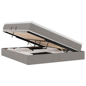 vidaXL Seng med opbevaring og madras Gr&aring;brun 180 x 200 cm Polyester