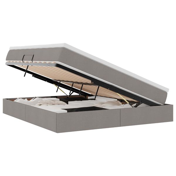 vidaXL Seng med opbevaring og madras Gr&aring;brun 180 x 200 cm Polyester