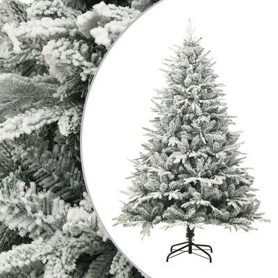 vidaXL kunstigt juletræ m. LED-lys og kugler + puddersne PVC PE 150 cm