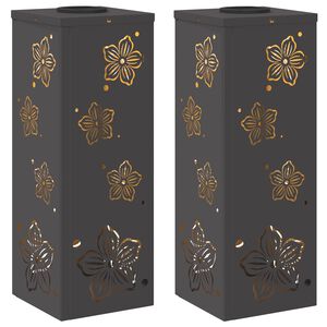 vidaXL Solar LED sti lys 2 pcs Sort Koldvalset St&aring;l