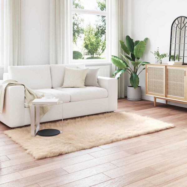 vidaXL Kunstpels F&aring;rskind T&aelig;ppe Tafalla Beige 100 x 200 cm Polyester