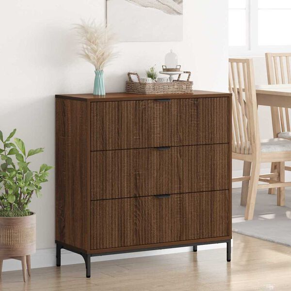 vidaXL Sideboard med skuffe Brun eg 79,5 x 33 x 82 cm Konstrueret tr&aelig;