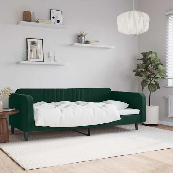 vidaXL daybed 100x200 cm velour m&oslash;rkegr&oslash;n
