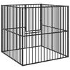 vidaXL hundeg&aring;rd 4 paneler galvaniseret st&aring;l sort