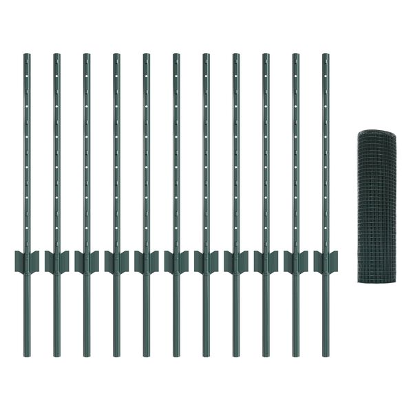 vidaXL Hegn med post Gr&oslash;n 0,6 x 25 m St&aring;l og PVC