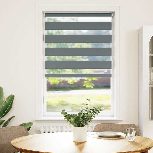 vidaXL zebragardin m&oslash;rkegr&aring; 75x100 cm stofbredde 70,9 cm polyester