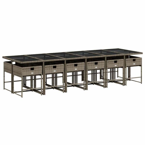 vidaXL spisebordss&aelig;t til haven 13 dele med hynder polyrattan gr&aring;