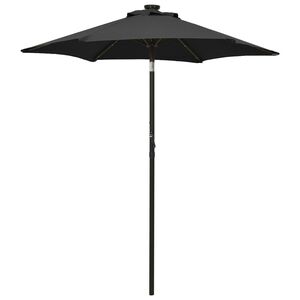 vidaXL parasol med LED-lys 200x211 cm aluminium sort