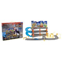 Tender Toys legetøjsparkeringshus med 4 biler 62x31x33 cm grå og blå