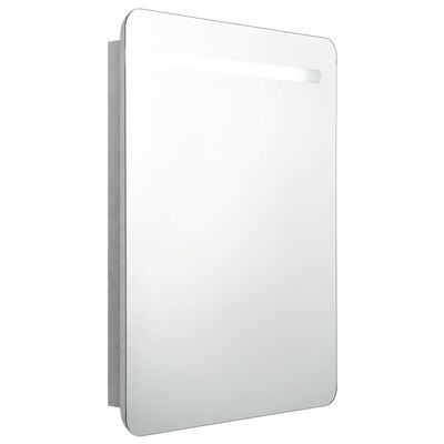 vidaXL badeværelsesskab med spejl + LED-lys 60x11x80 cm betongrå