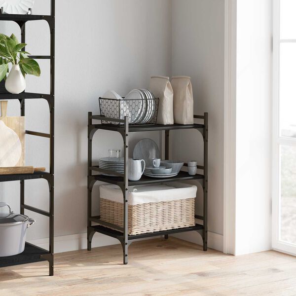 vidaXL K&oslash;kkenvogn Sort eg 50 x 35 x 75.5 cm Konstrueret tr&aelig;