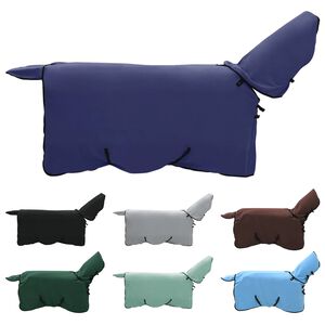 vidaXL Hestet&aelig;ppe M&oslash;rkebl&aring; Polyester